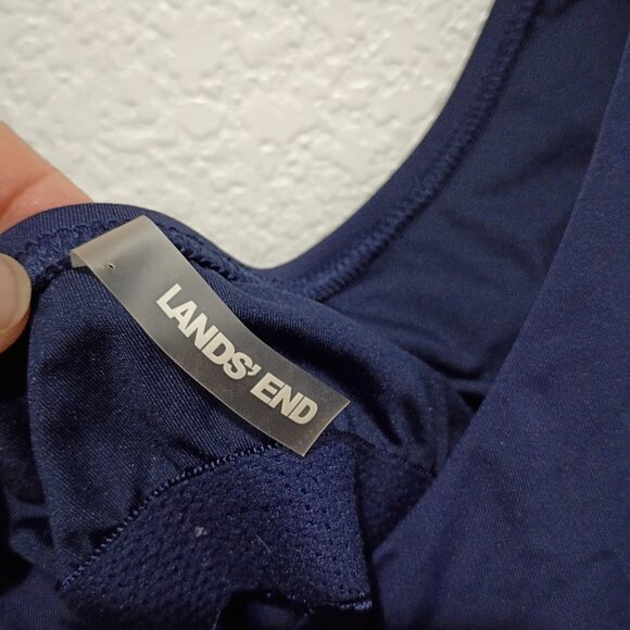 Lands' End Women's Modest Tie Front Peplum Tankini Top Navy Size 14 D - Picture 3 of 9